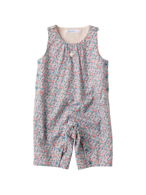 familiar floral-print sleeveless dungarees