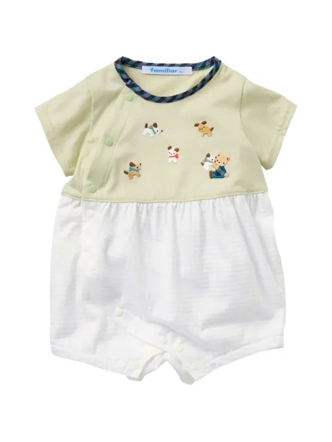 familiar embroidered panelled romper
