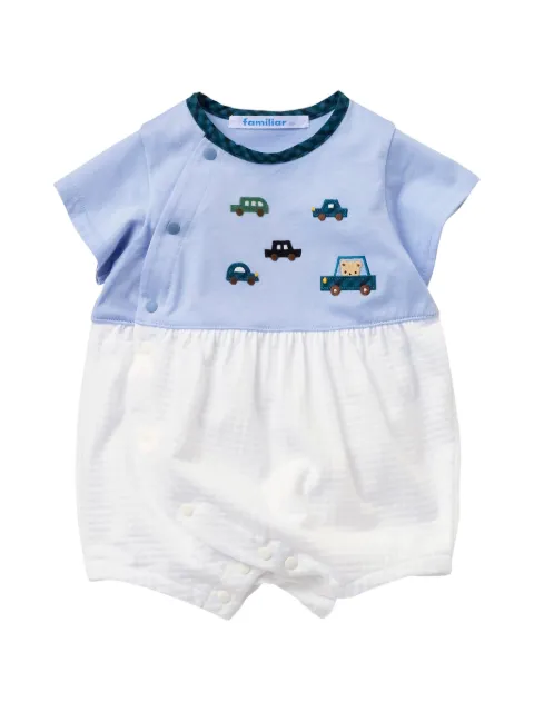familiar car-embroidered cotton romper