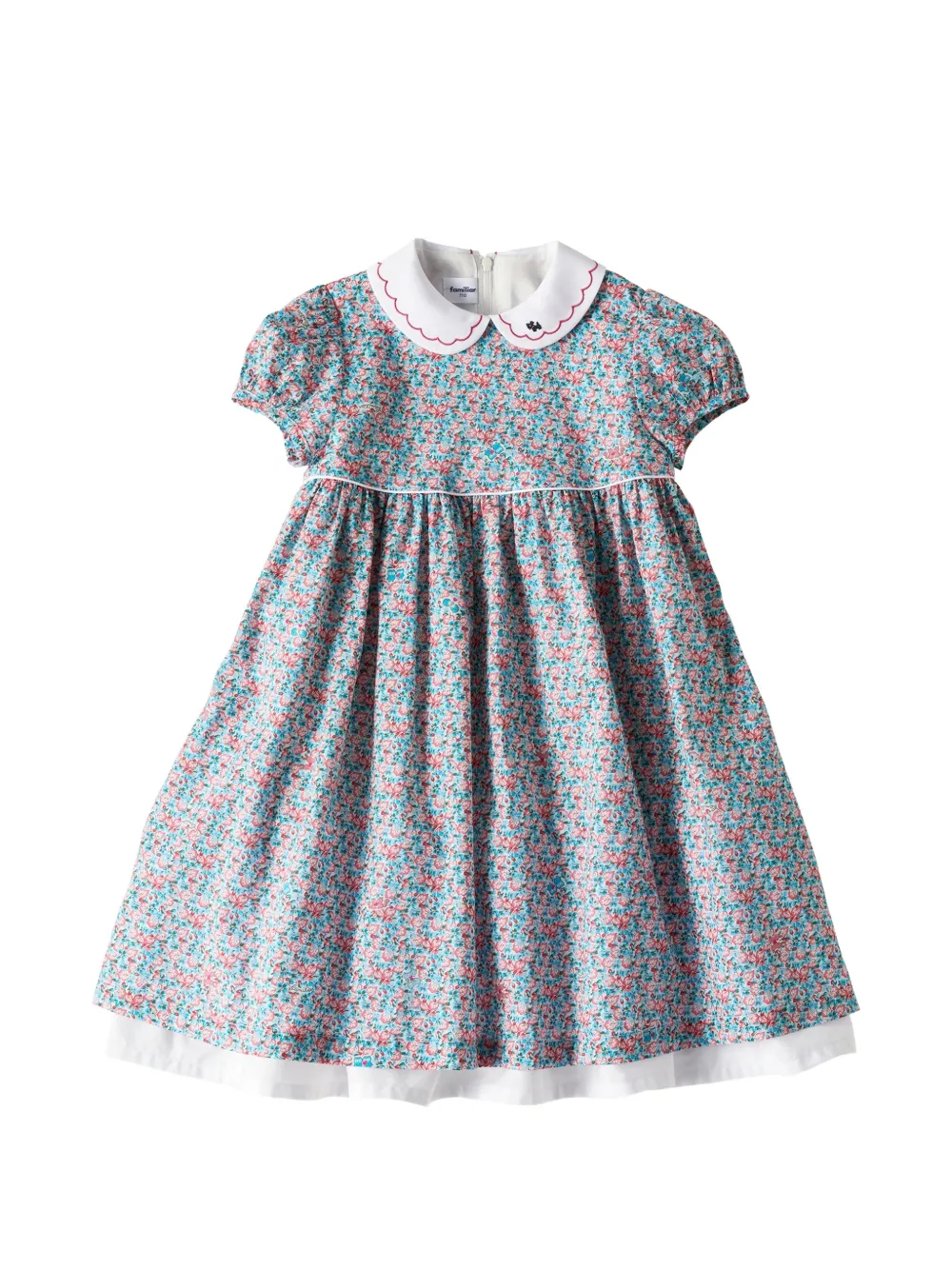 familiar floral-print Peter Pan-collar dress - Blu
