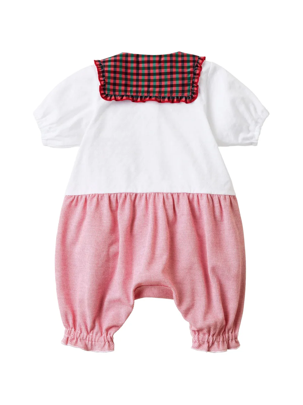 familiar Shorts met geruite kraag en beerpatch Wit