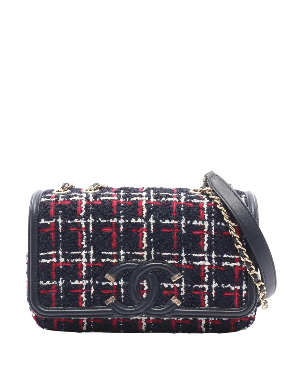 CHANEL Pre-Owned Borsa a tracolla CC Tweed Filigree Flap 2021-2026 - Blu