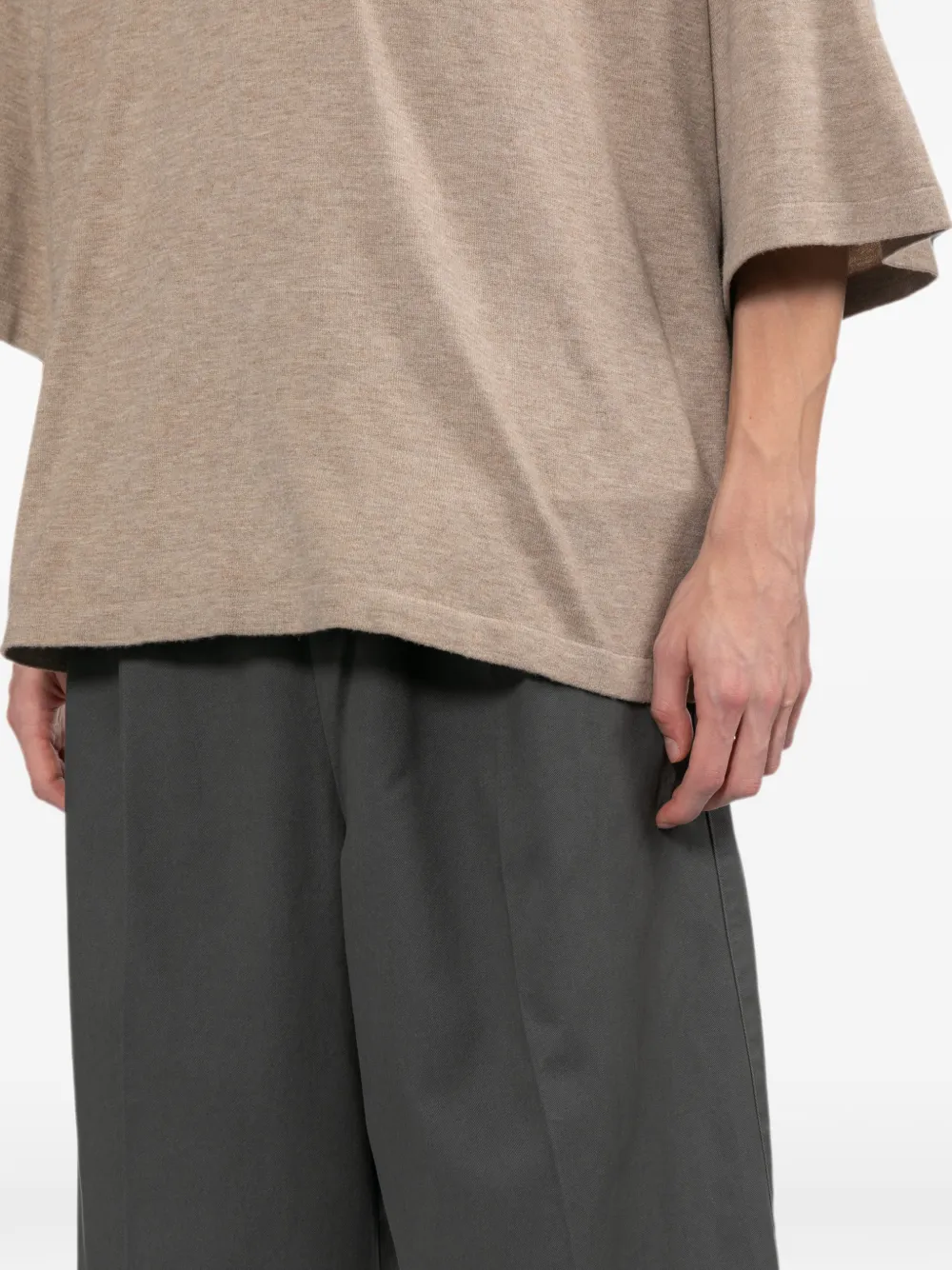 ESSENTIALS Broek met wijde pijpen en trekkoord Grijs