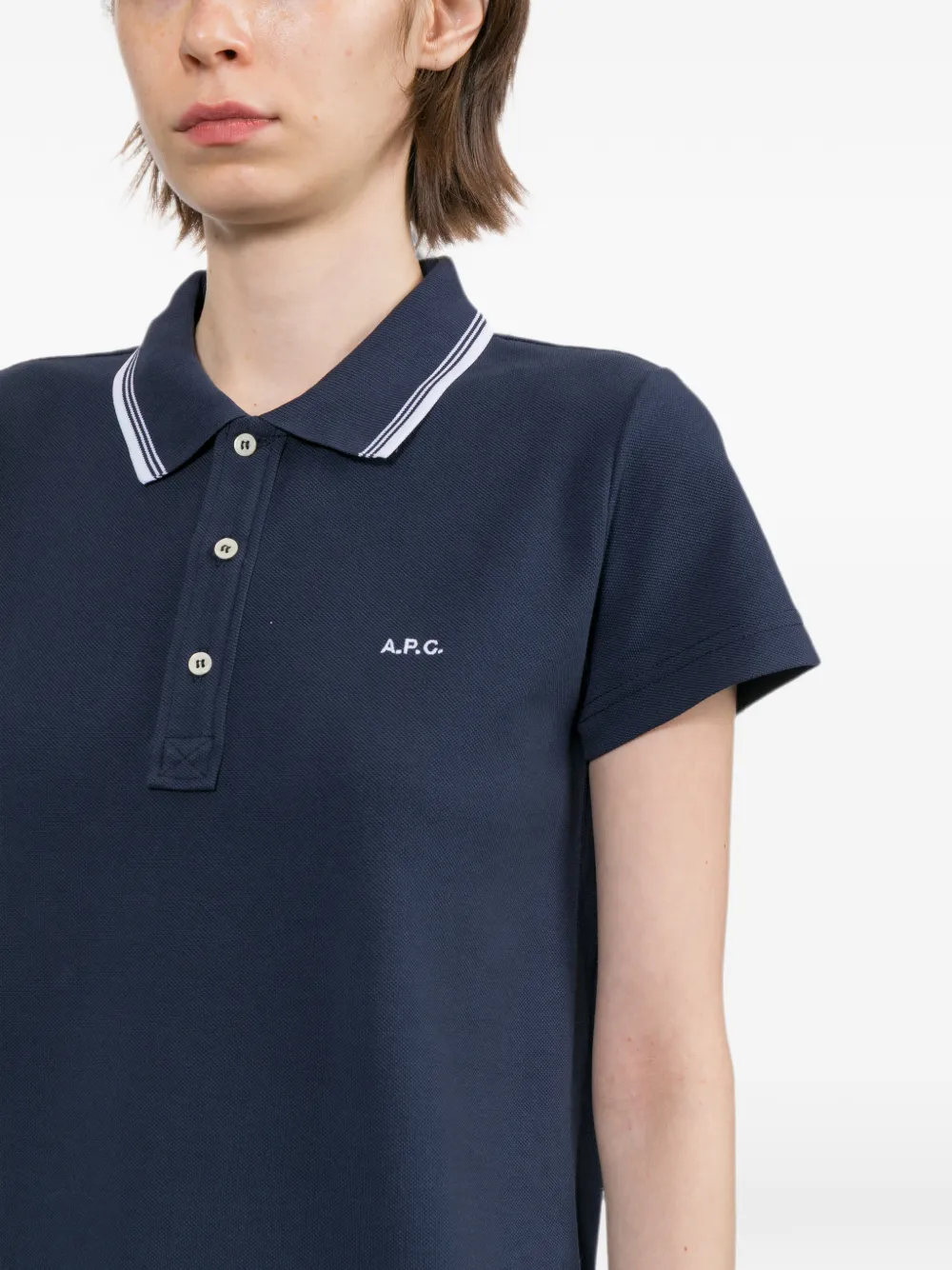 A.P.C. Poloshirt met geborduurd logo Blauw