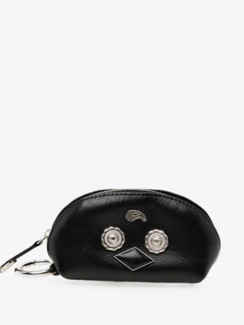Toga stud-embellished leather coin purse