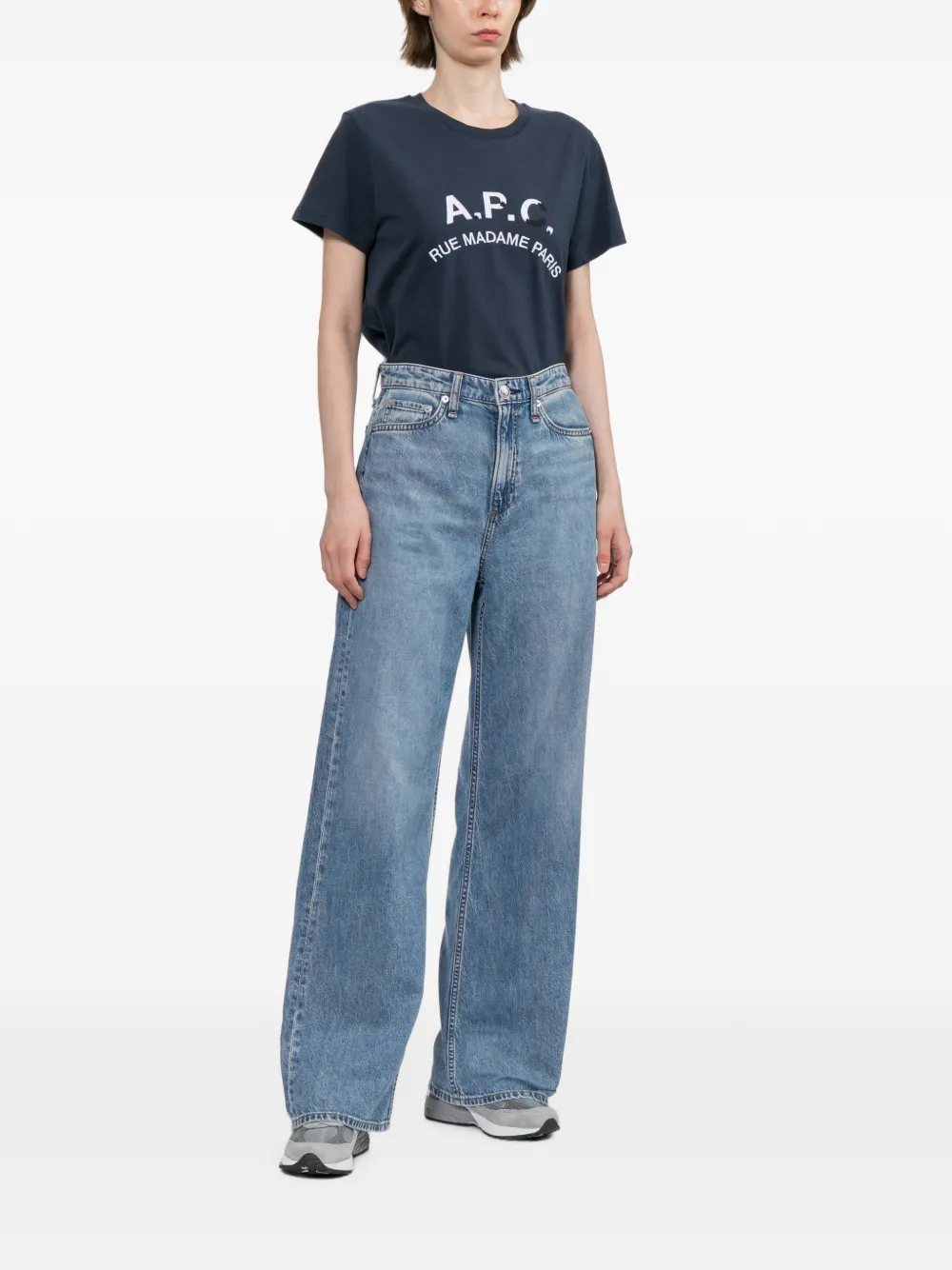 A.P.C. T-shirt met geborduurd logo Blauw
