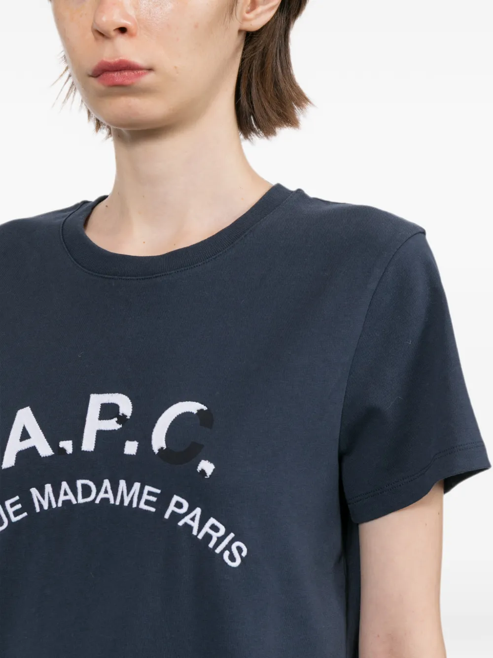 A.P.C. T-shirt met geborduurd logo Blauw