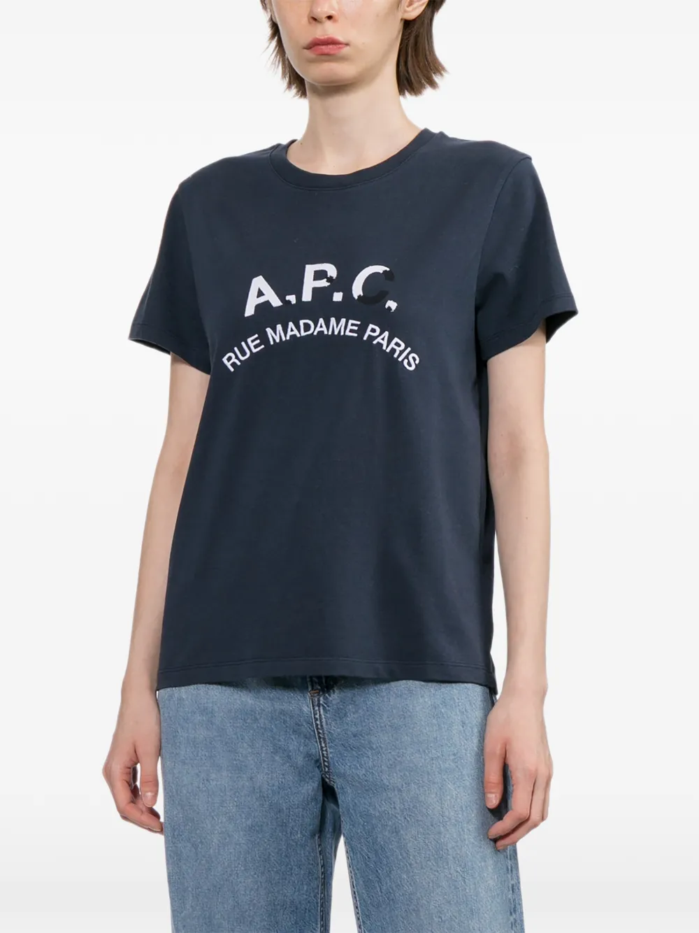 A.P.C. T-shirt met geborduurd logo Blauw