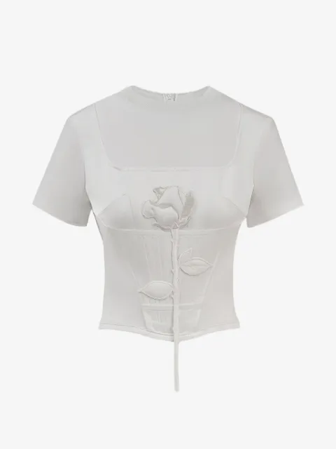 Seen Users Blooming Belle T-Shirt mit Rosenstickerei