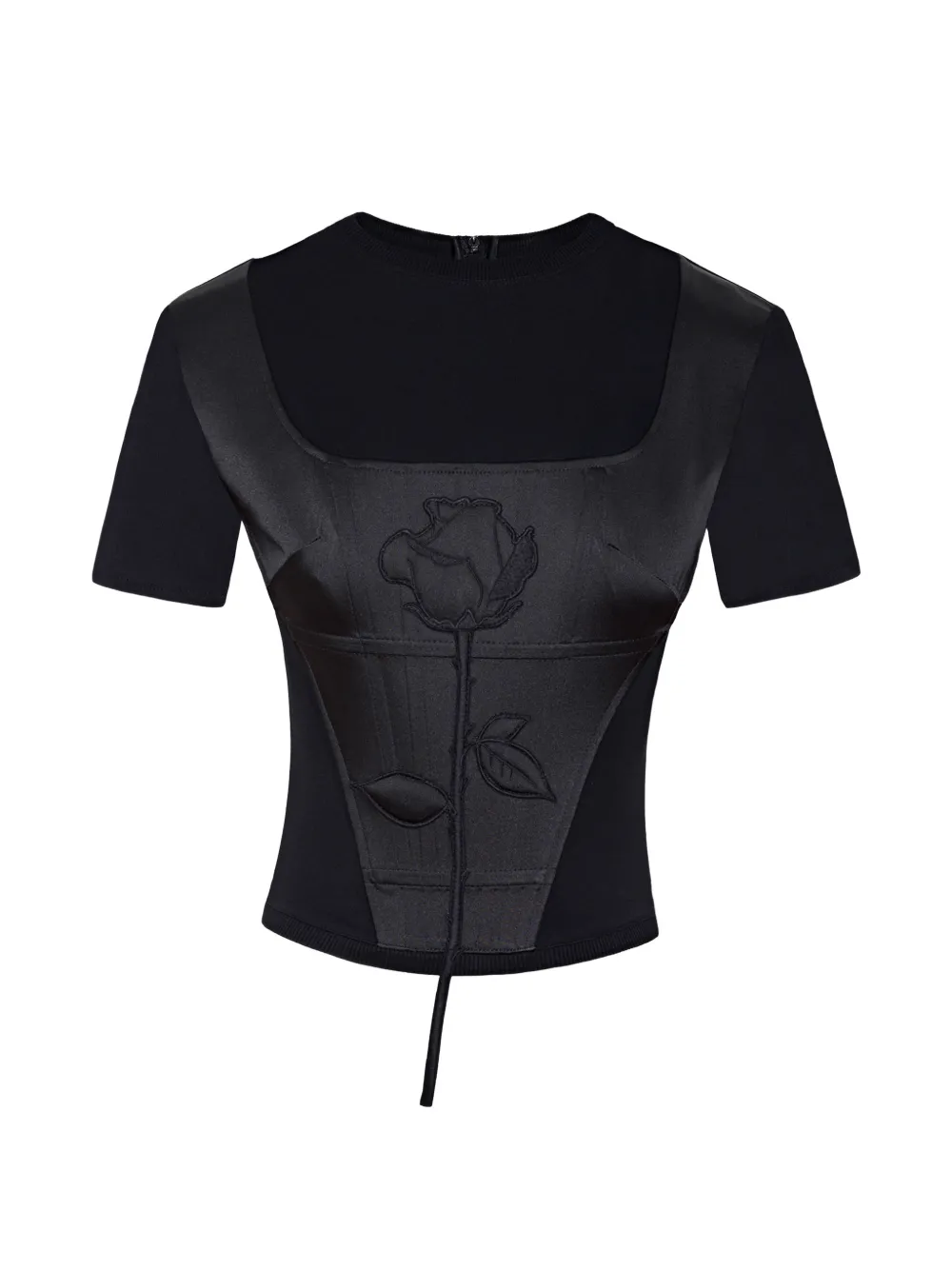 Seen Users Blooming Belle rose-embroidered T-shirt - Nero