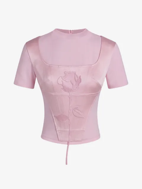 Seen Users Blooming Belle T-Shirt mit Rosenstickerei