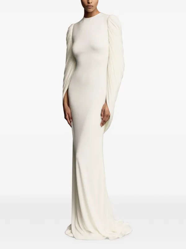 ruched cape dress Nari Brown Plain Waist Ruched Sleeve Cape Dress House Of Haniya