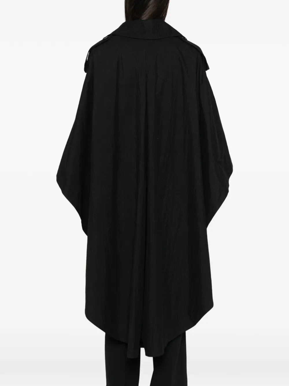 Elisabetta Franchi Jas met cape en ceintuur Zwart
