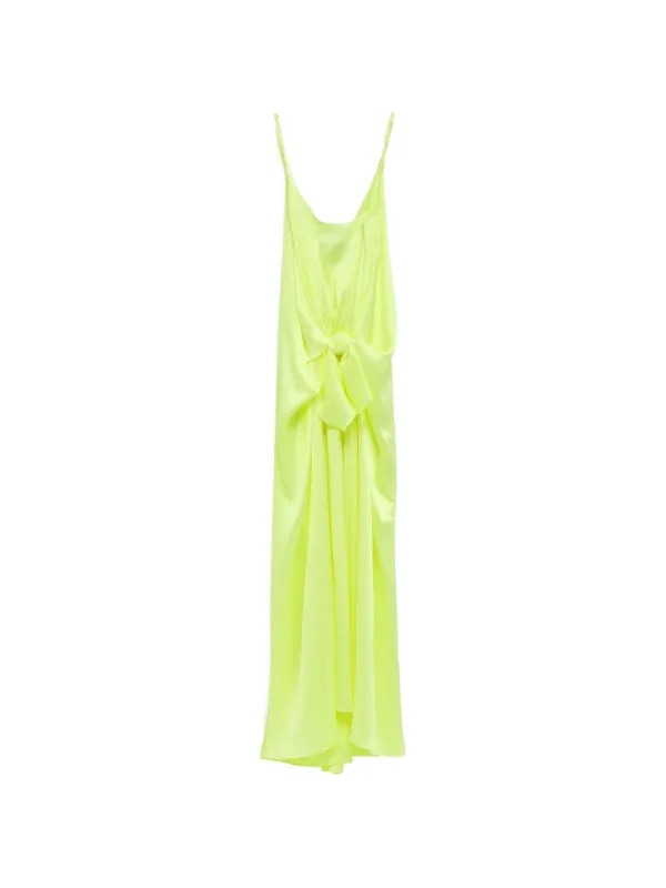 JW Anderson Knot-detail Crinkle-silk Maxi Dress in Yellow