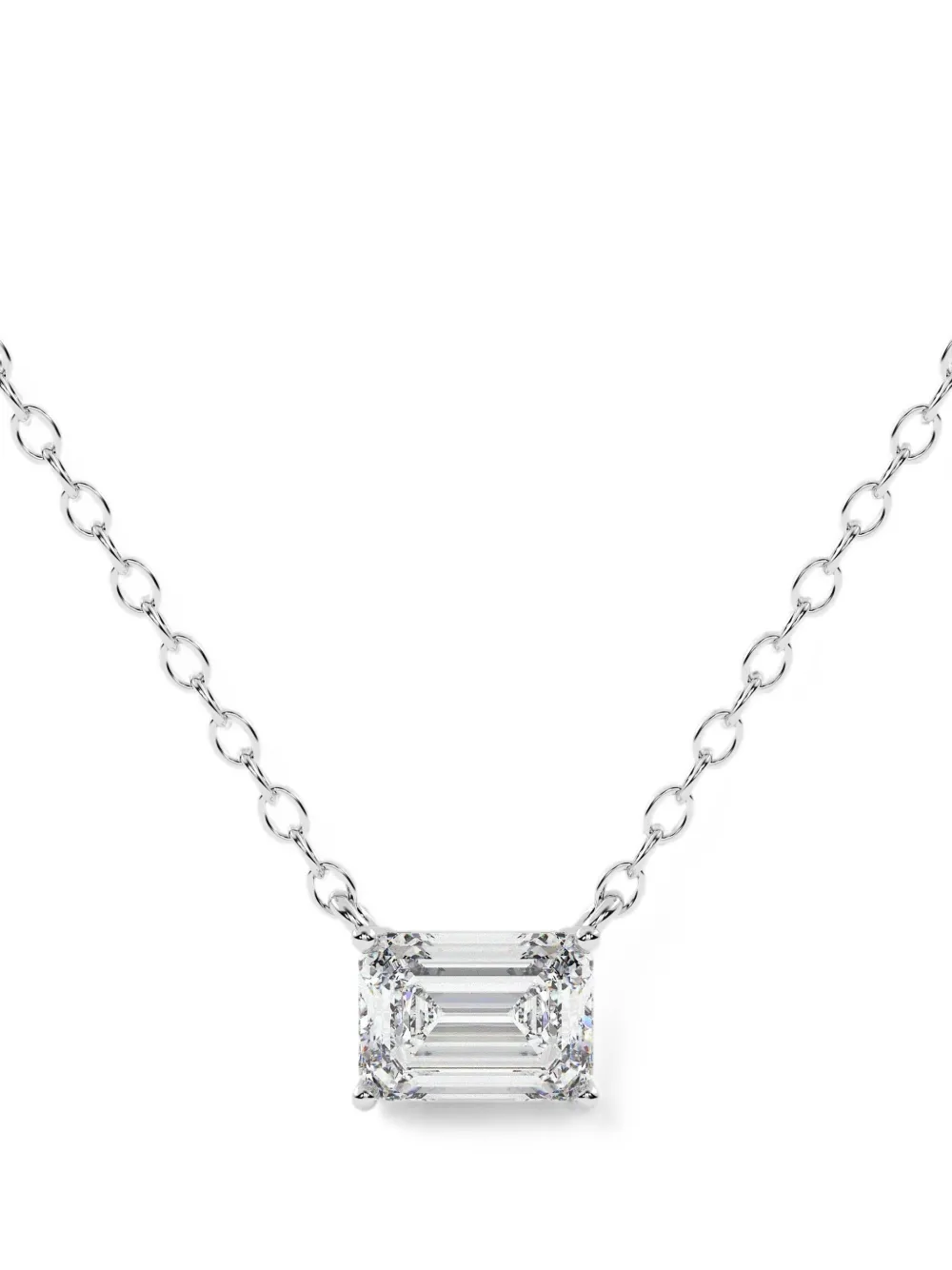 Diamond Essentials lab-grown diamond emerald-cut necklace - Argento