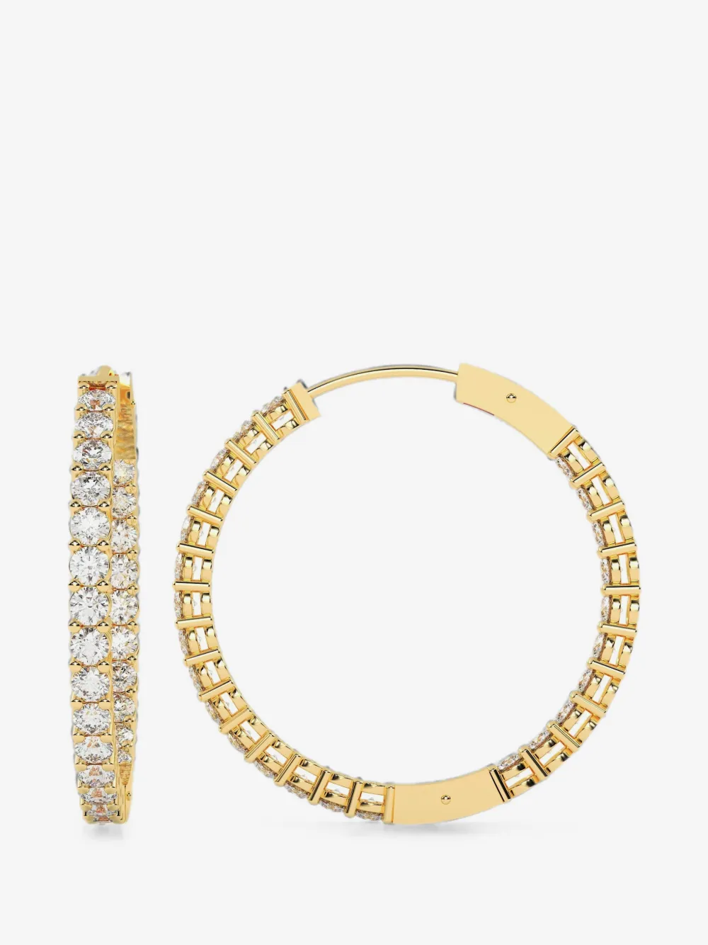 Diamond Essentials 实验室培育钻石圈形耳环 | 金色 | Image 1