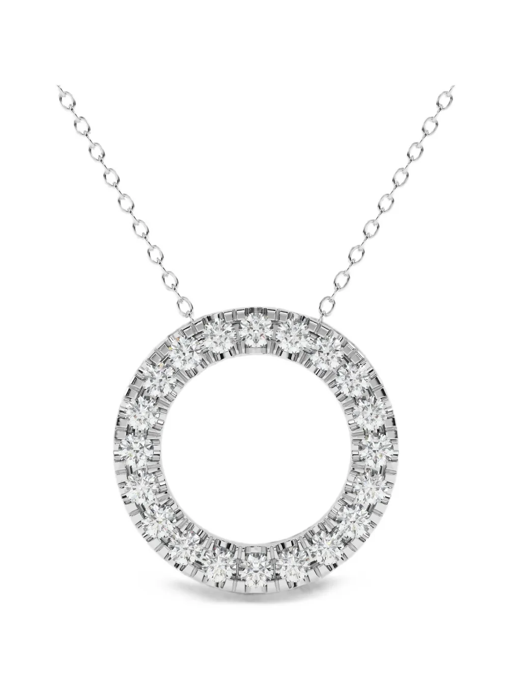 Diamond Essentials circle-pendant diamond necklace - Silber