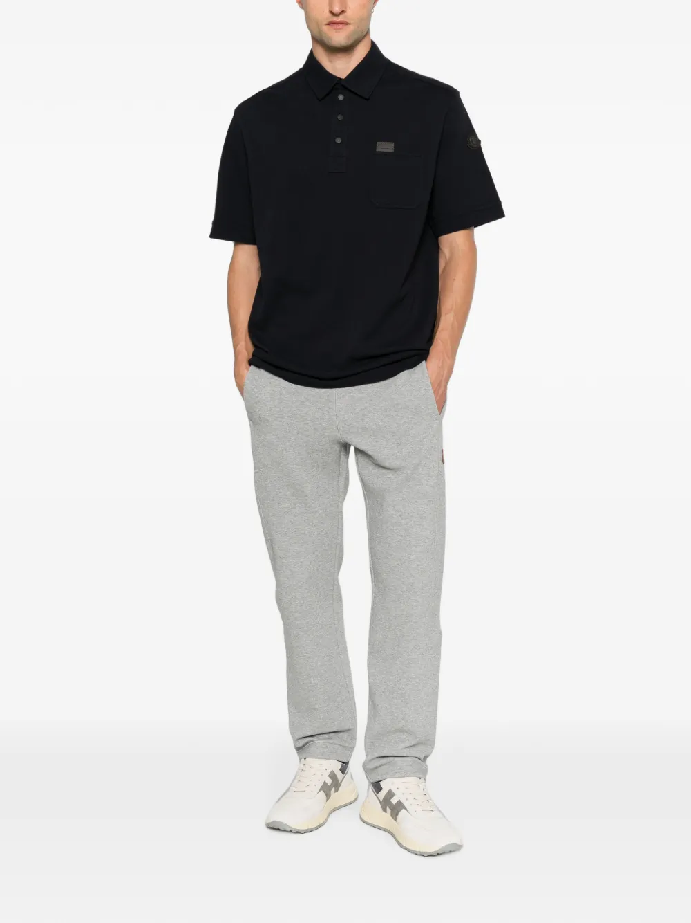 Moncler Katoenen poloshirt met leren logo-label Blauw