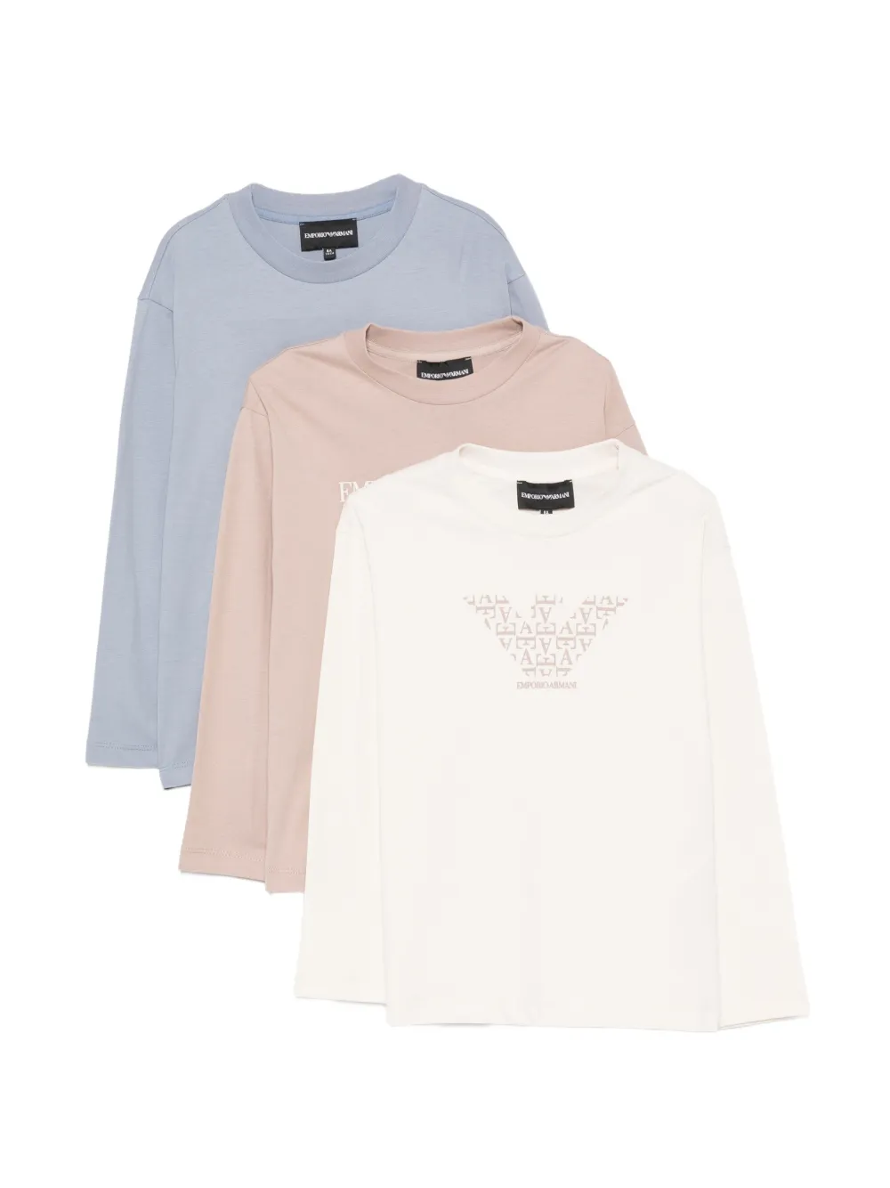 Emporio Armani Kids logo-print long-sleeve T-shirt (set of three) - Blu
