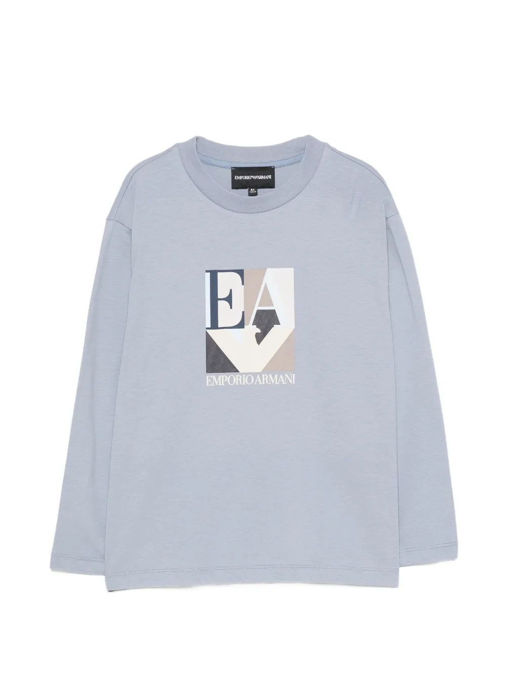 Emporio Armani Kids Drie T-shirts met lange mouwen en logo-print Blauw