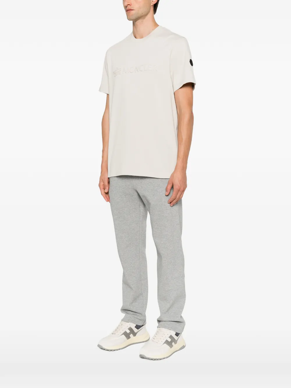 Moncler Katoenen T-shirt met logo Beige