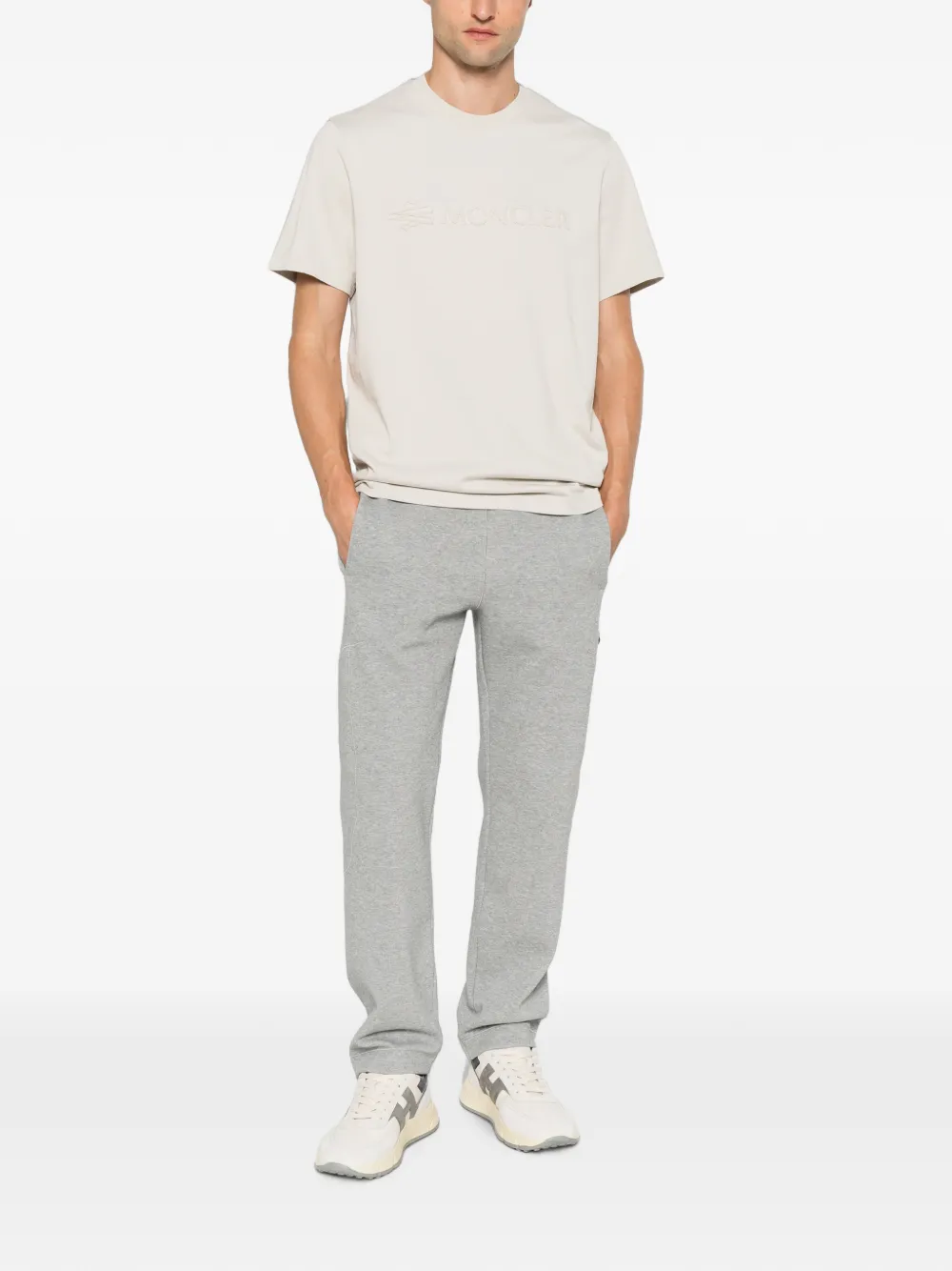 Moncler Katoenen T-shirt met logo Beige