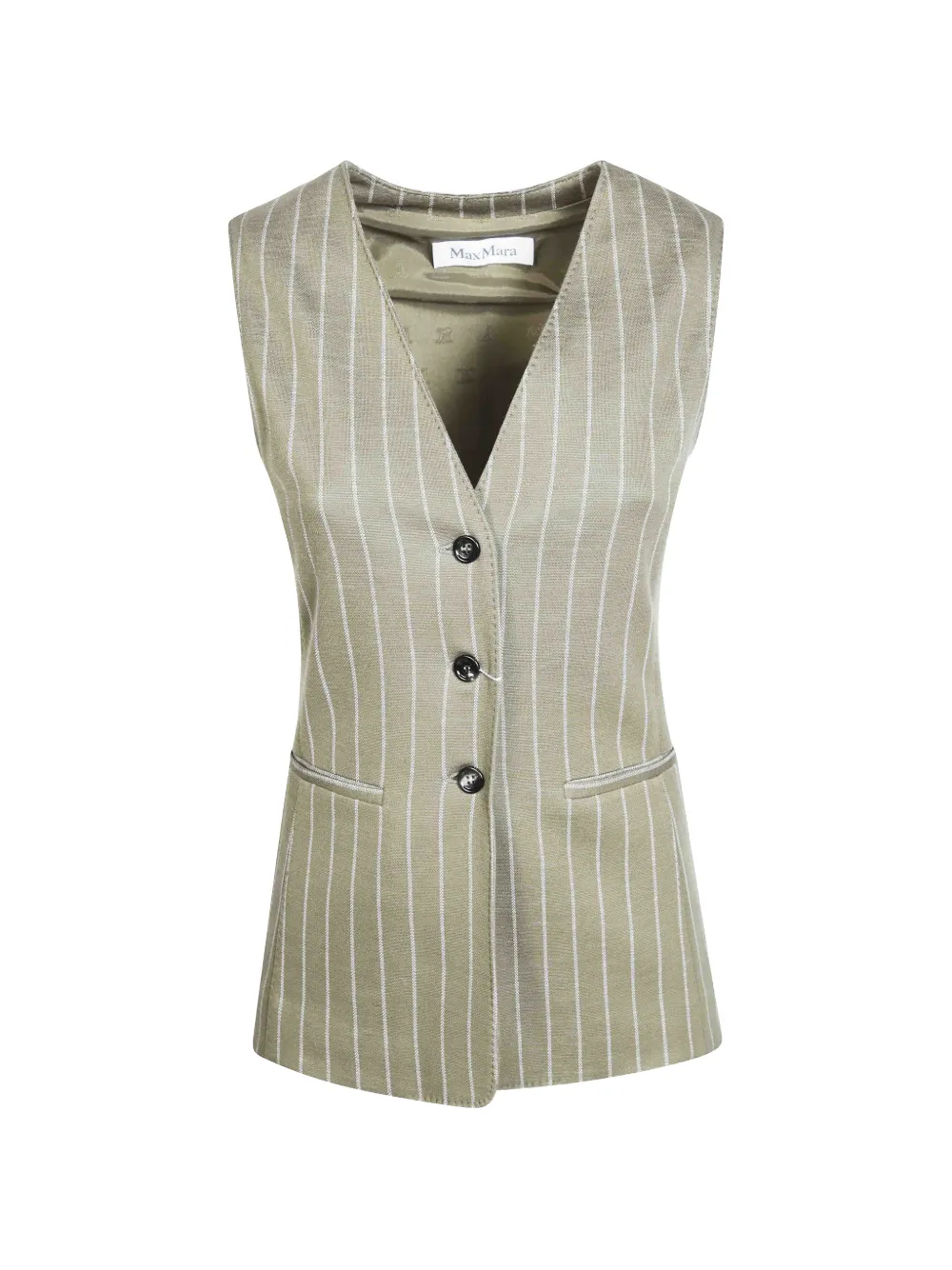 Max Mara pinstripe-pattern V-neck waistcoat - Nude