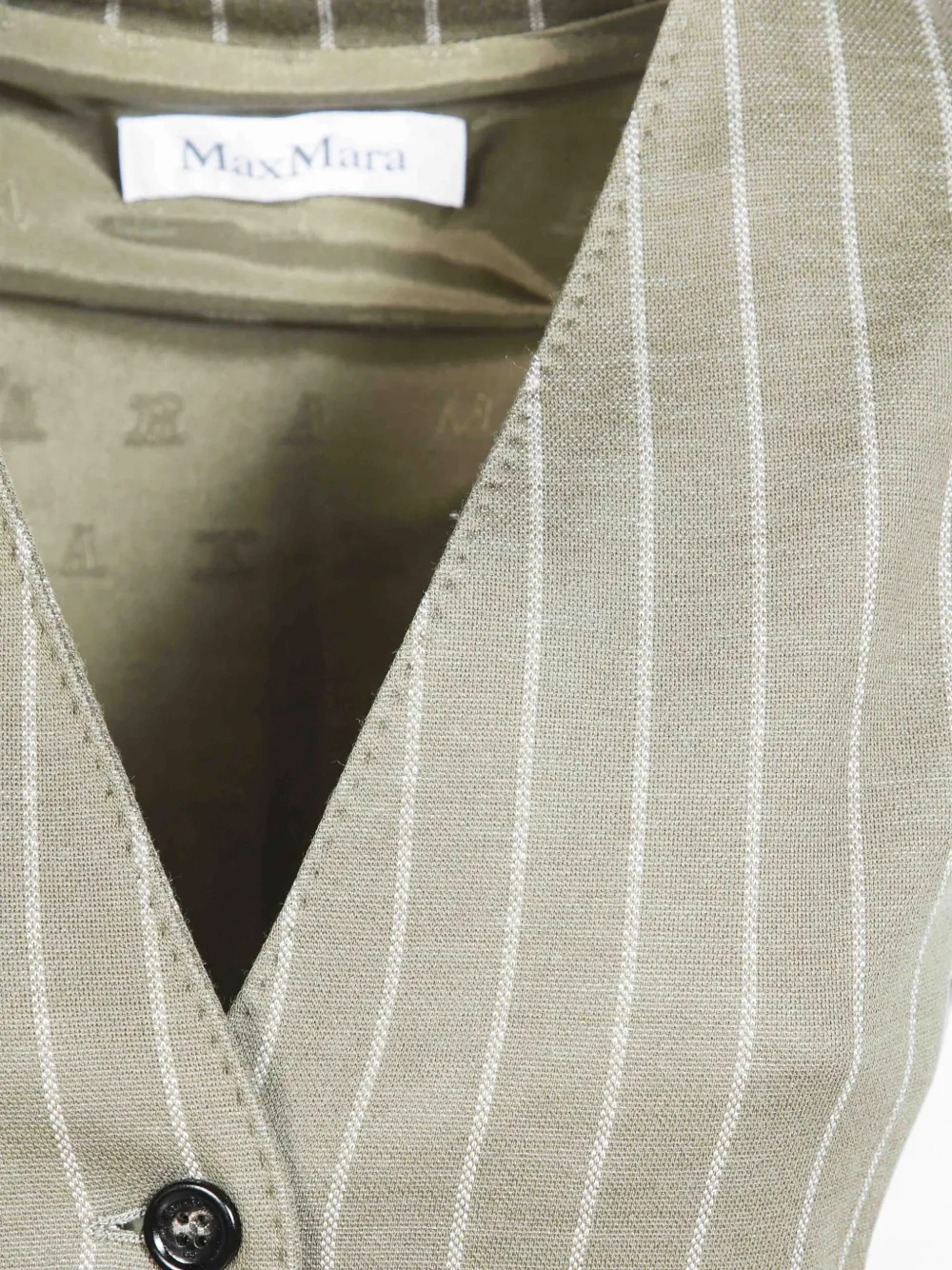 Max Mara Gilet met krijtstreep en V-hals Beige