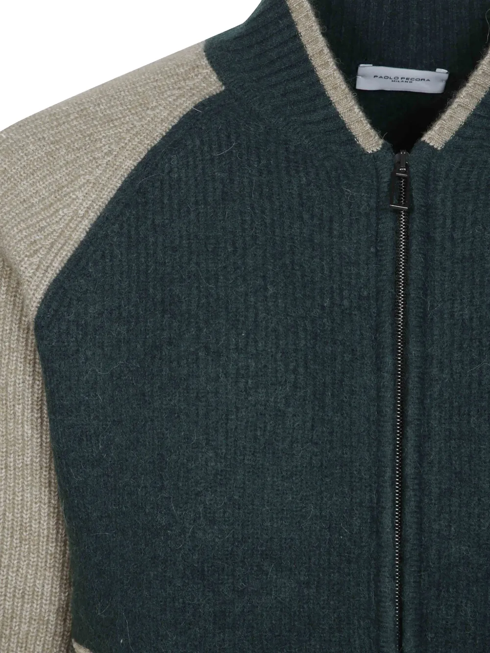 Paolo Pecora two-tone ribbed-knit cardigan Groen