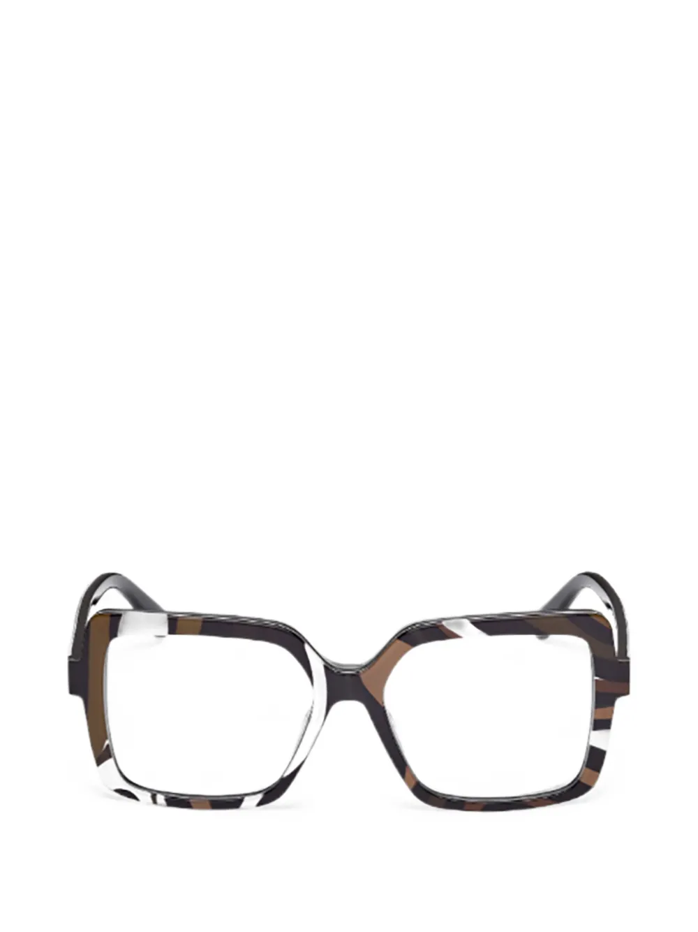 Pucci Marmo-print Square-frame Glasses In Brown