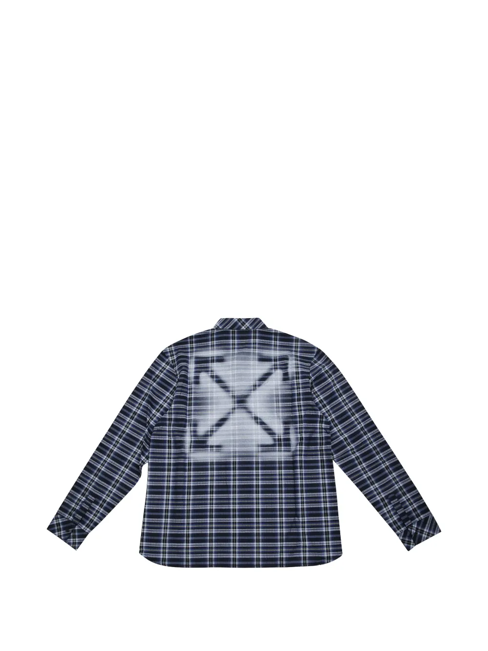 Off-White Kids Arrows-print flannel shirt Blauw