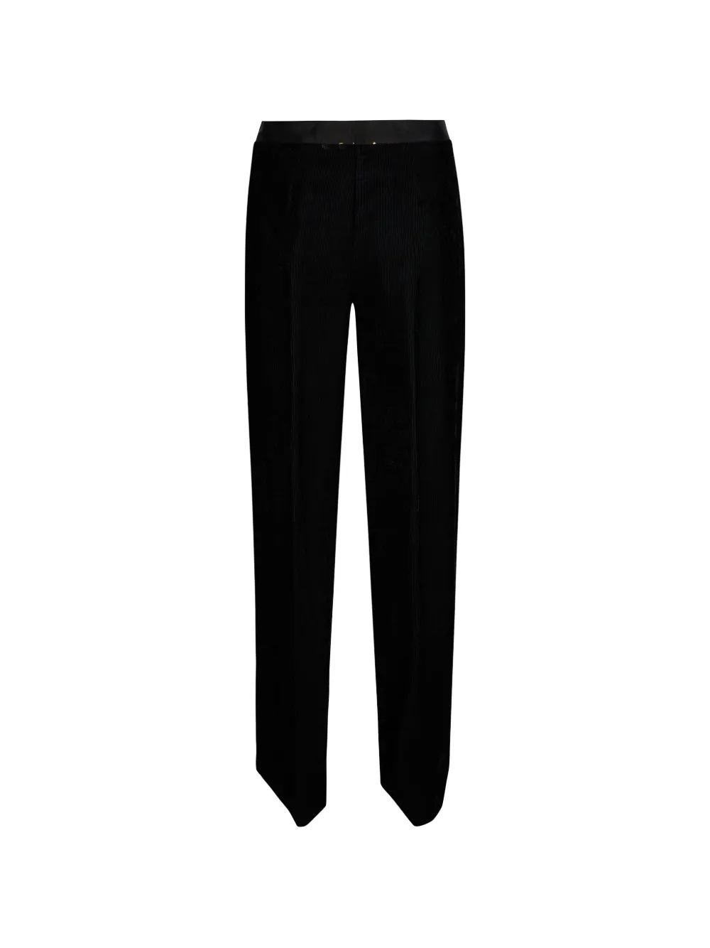 Forte Geribbelde fluwelen high-waist broek Zwart