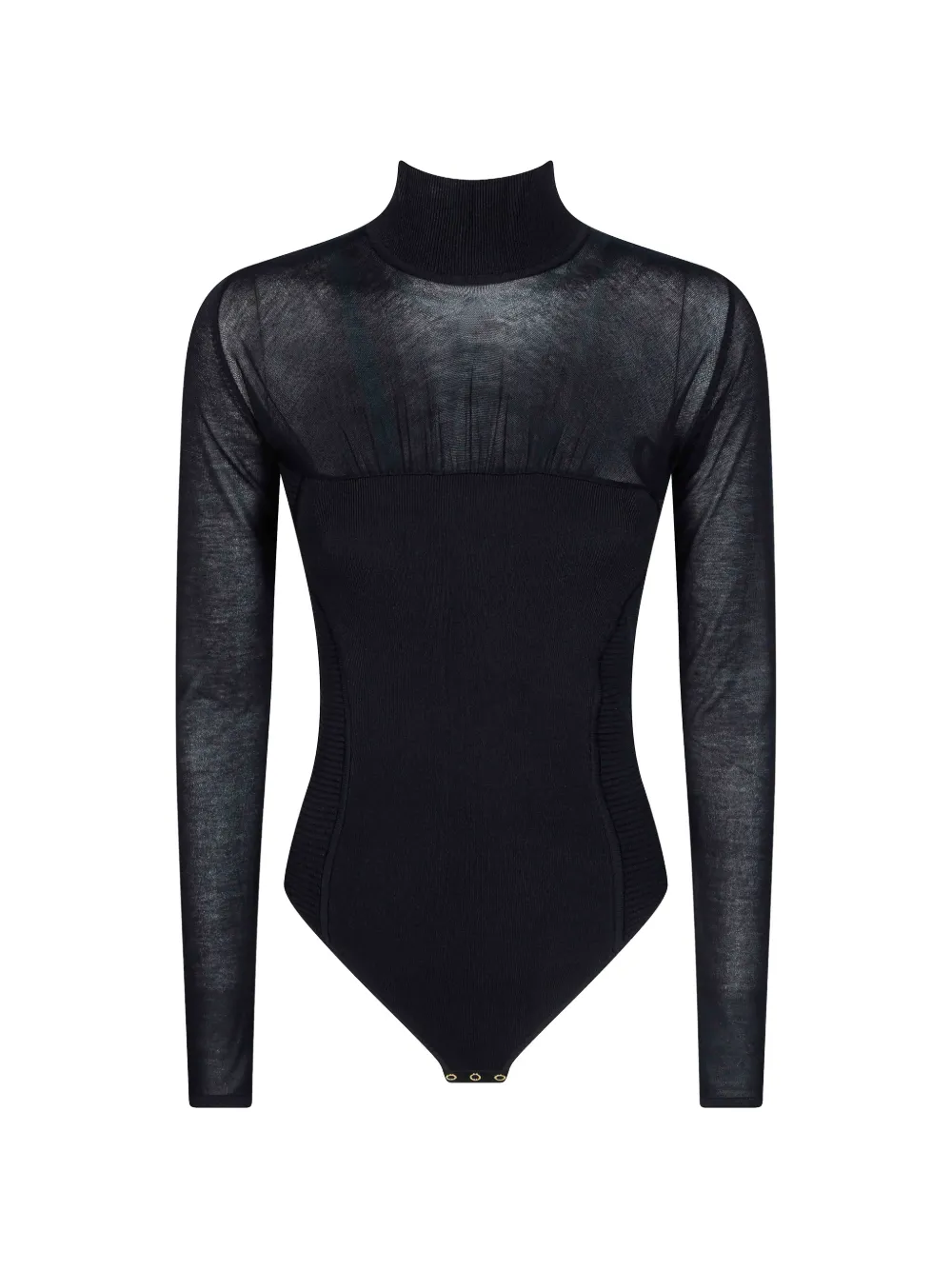 Elisabetta Franchi sheer-panel high-neck bodysuit Zwart