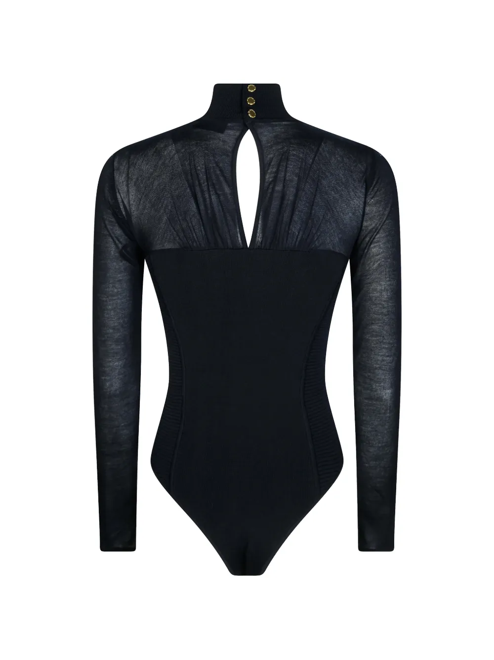 Elisabetta Franchi sheer-panel high-neck bodysuit Zwart