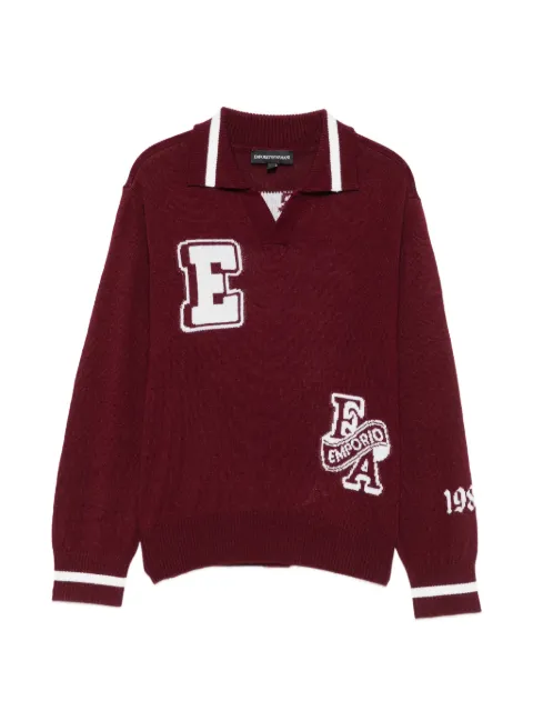 Emporio Armani Kids logo-intarsia polo-collar sweater