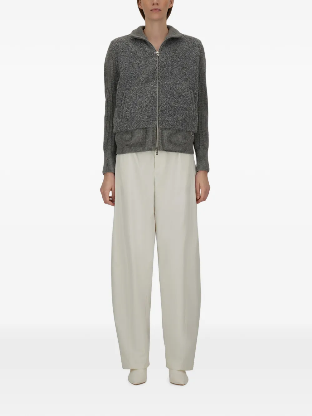 Herno Resort ribgebreid vest Grijs