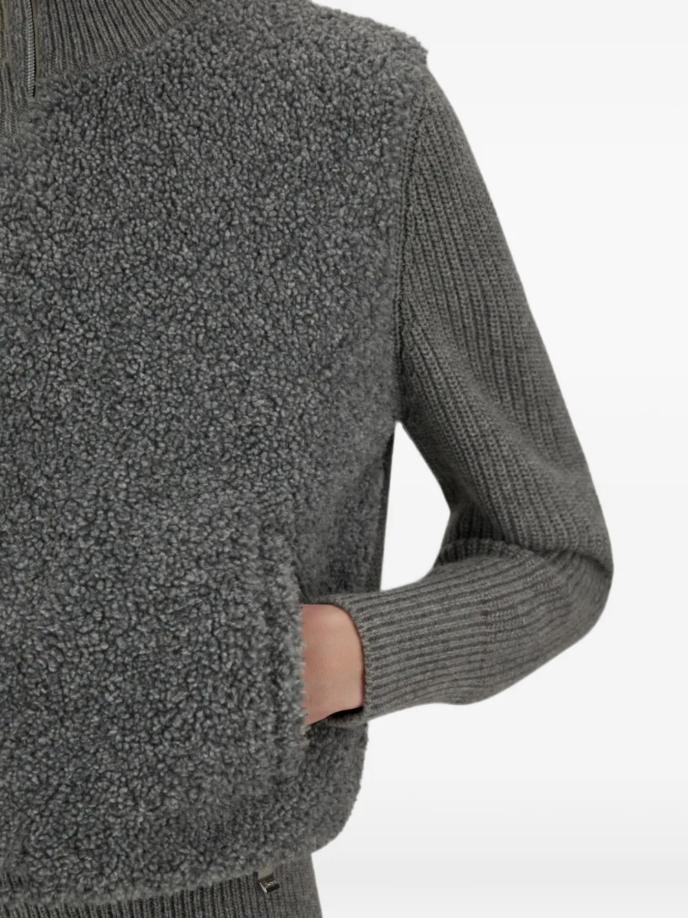 Herno Resort ribgebreid vest Grijs