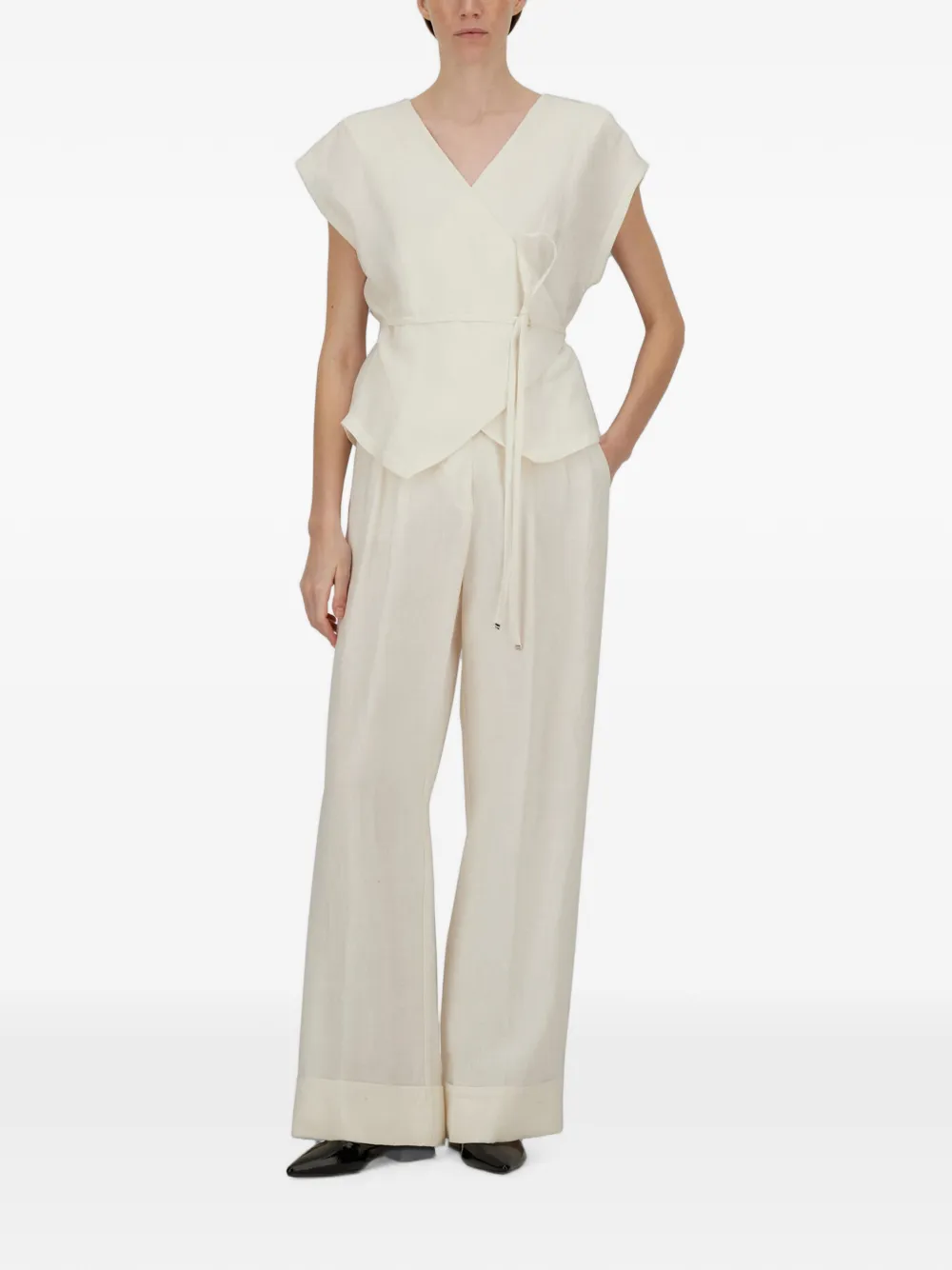 Herno Top met ceintuur en vervaagd effect Beige