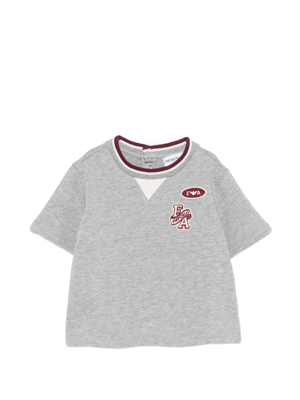 Emporio Armani Kids logo-patch press-stud T-shirt - Grigio
