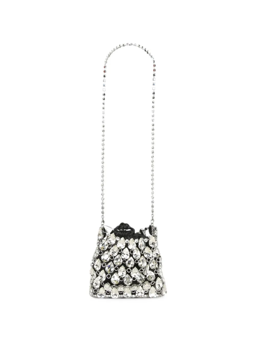 Self-Portrait crystal-embellished drawstring backpack - Silver