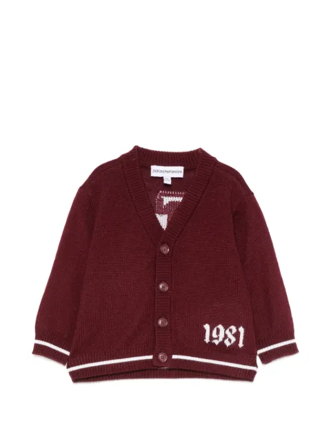 Emporio Armani Kids logo-intarsia striped-trim cardigan