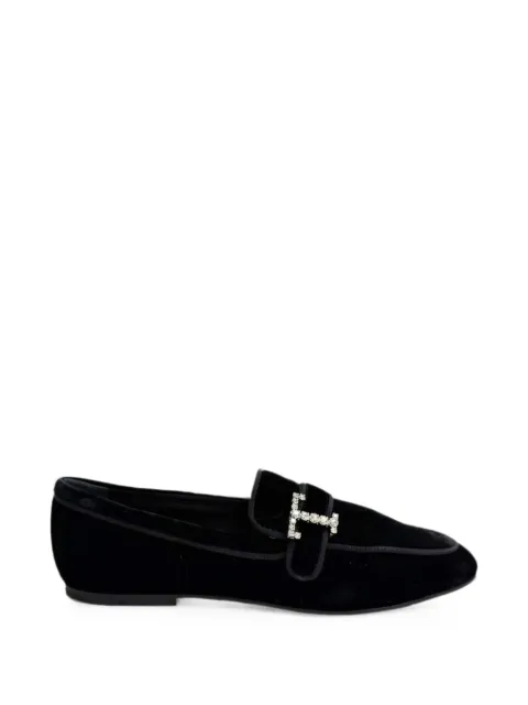 Tod's Vintage crystal-embellished velvet loafers