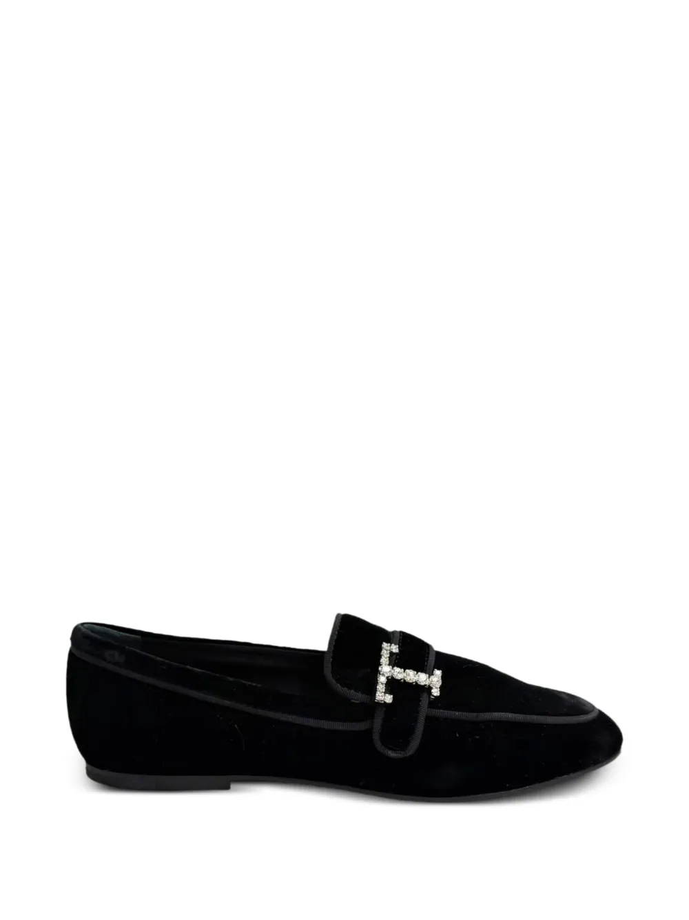 Tod's Vintage crystal-embellished velvet loafers - Schwarz