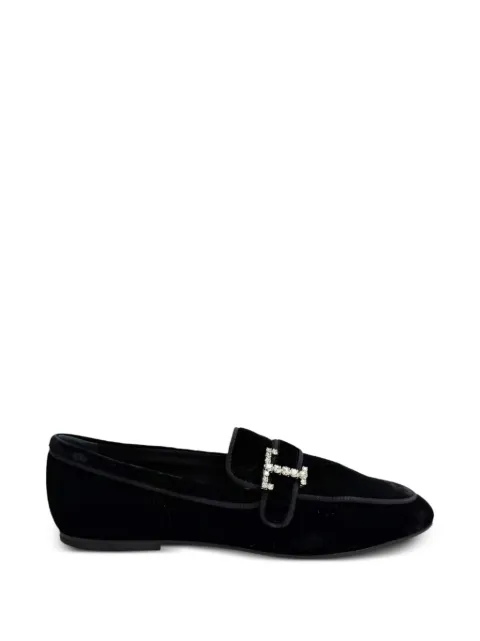 Tod's Vintage crystal-embellished velvet loafers