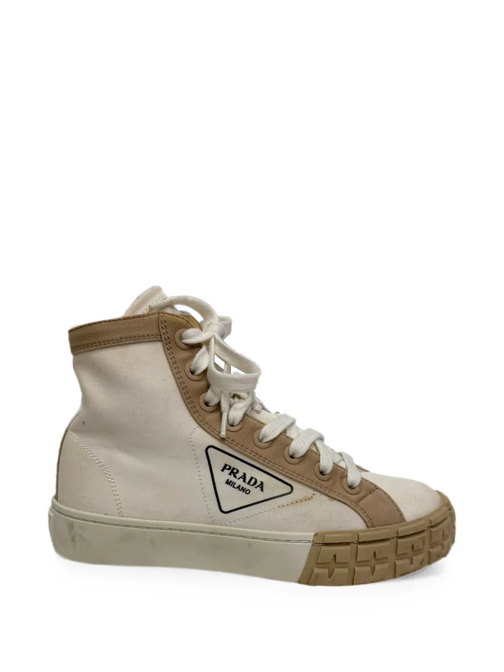 Prada Pre-Owned Gabardine high-top sneakers - Bianco