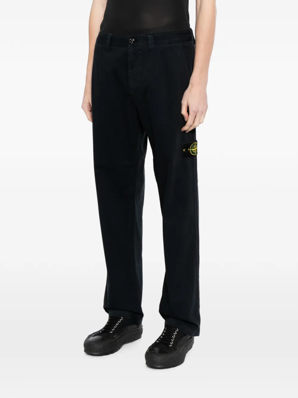 Stone Island Straight broek met logopatch Zwart