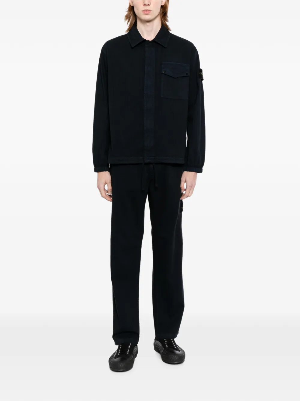 Stone Island Straight broek met logopatch Zwart