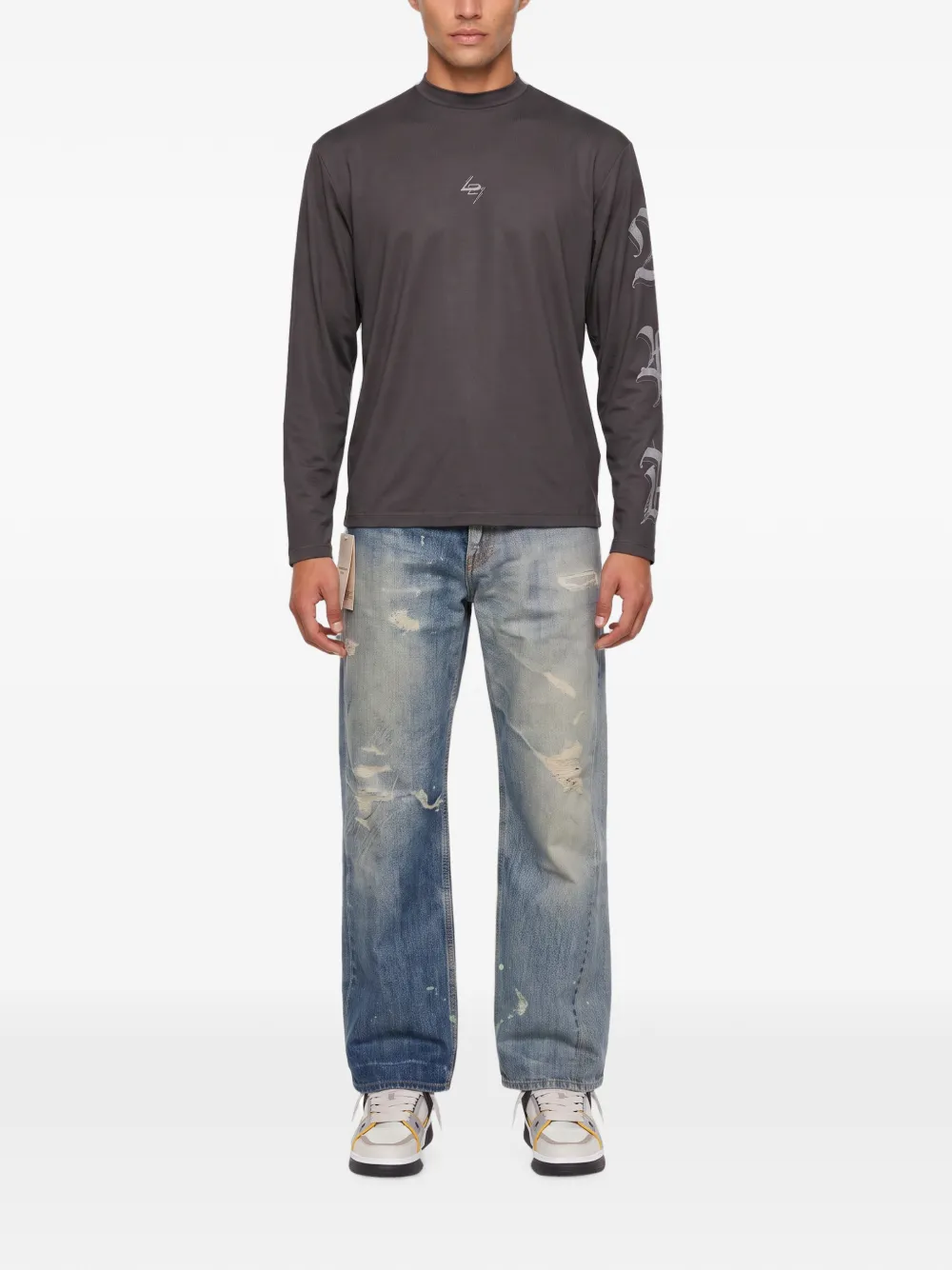 Represent 247 long-sleeve graphic-print T-shirt Grijs