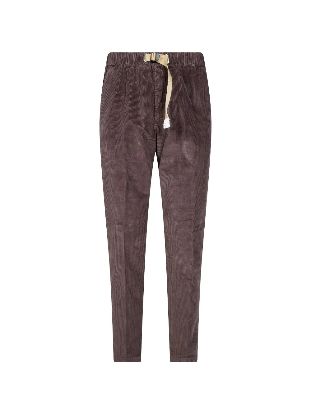 White Sand Corduroy-effect Buckled-waistband Trousers In Brown