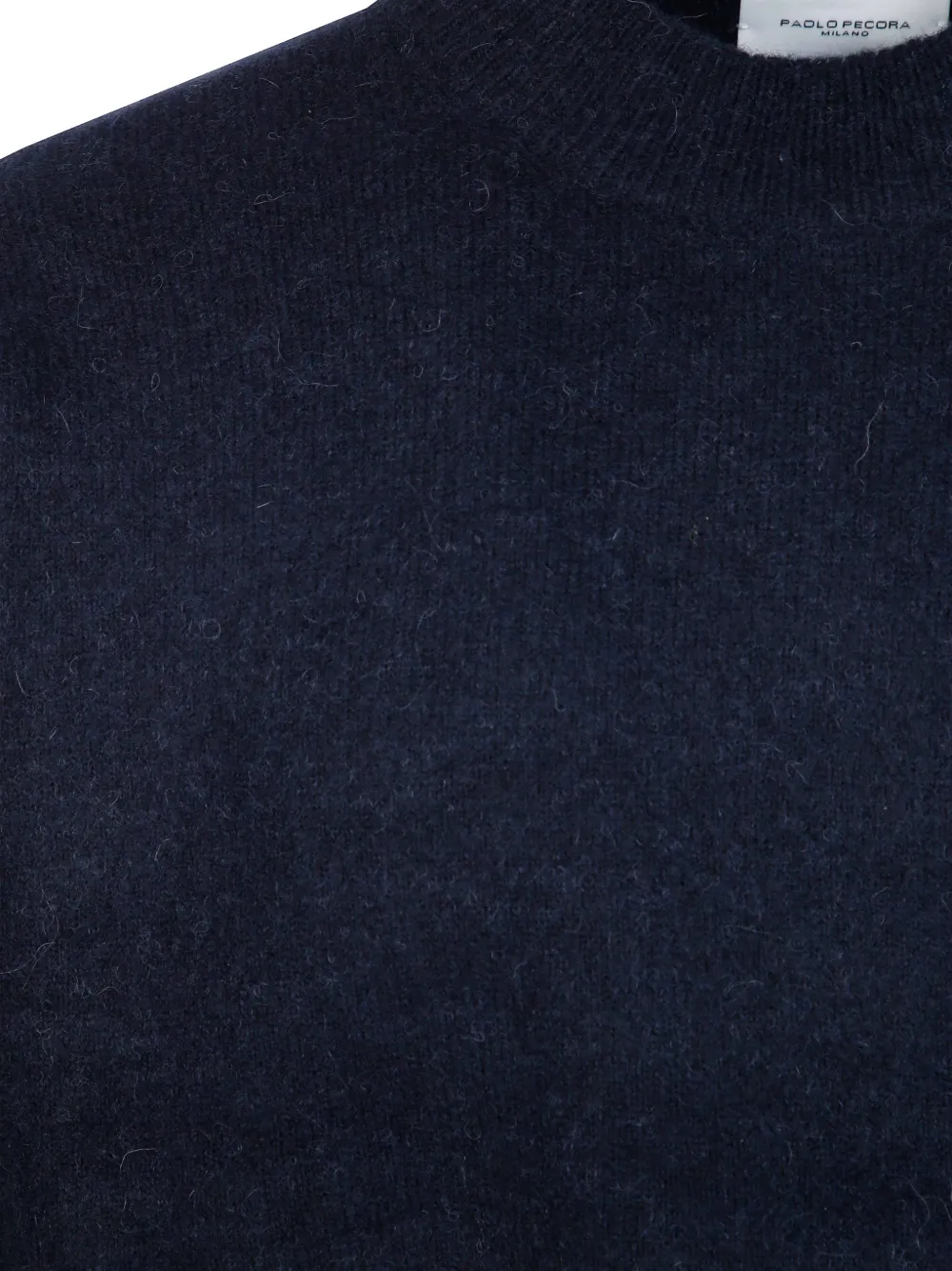 Paolo Pecora Trui met geribbelde afwerking en ronde hals Blauw
